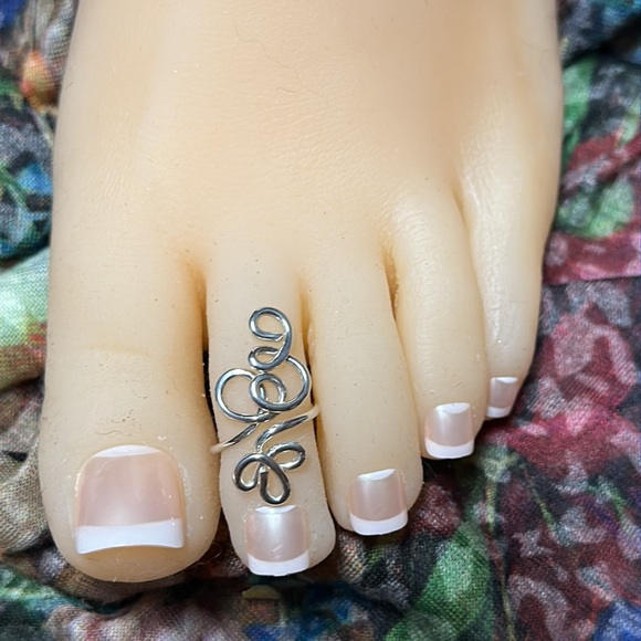 Sterling Silver Toe Ring- Adjustable Unique Toe Ring-Midi/Knuckle Ring- FS#34 - Picture 7 of 12